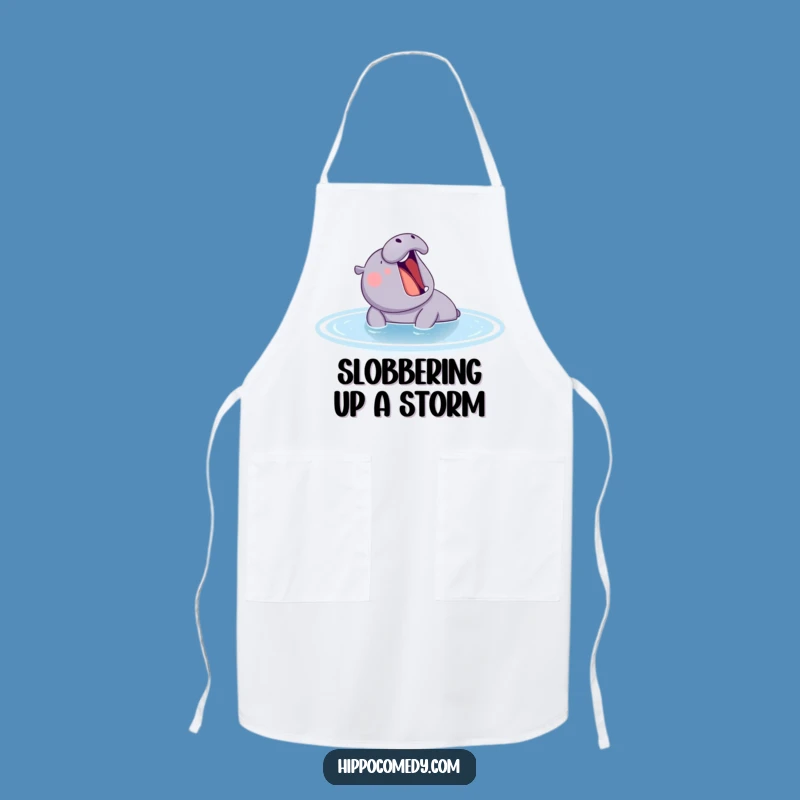 Funny Content Hippo Yawning Apron - Chef's Hilarious & Practical Hippo Kitchen Gift