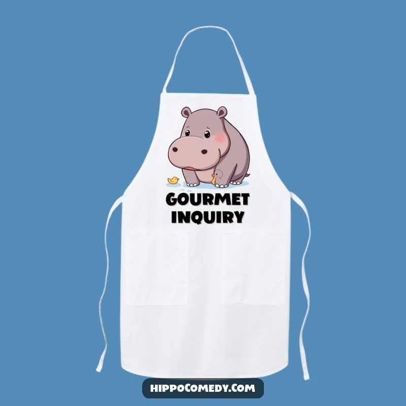 Funny Curious Hippo Apron: Observant Kitchen Wear for Humorous Cooks