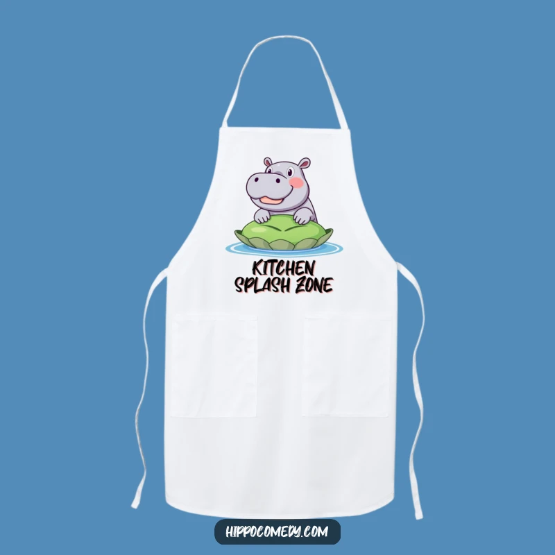 Funny Excited Hippo Apron: Lily Pad Chef, Kitchen Funny Gift
