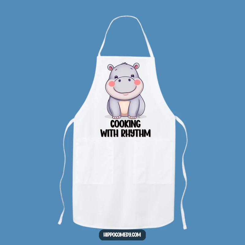 Funny Happy Hippo Wiggle Apron - Shiny & Playful Hippo Kitchen Gift