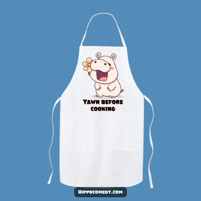 Funny Hippo Apron: Kitchen Yawner, Whimsical Funny Gift