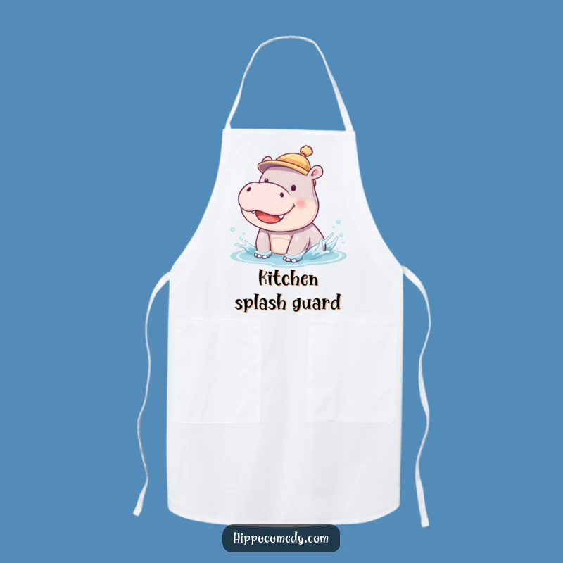 Funny Hippo Cub Apron: Silly Splashing Baby Hippo Protective Wear