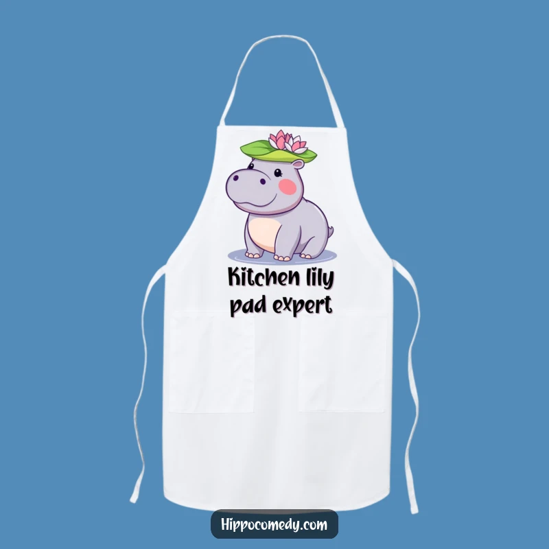 Funny Kawaii Hippo Apron: Cute Lily Pad Chef's Apron, Fun Cooking Gift