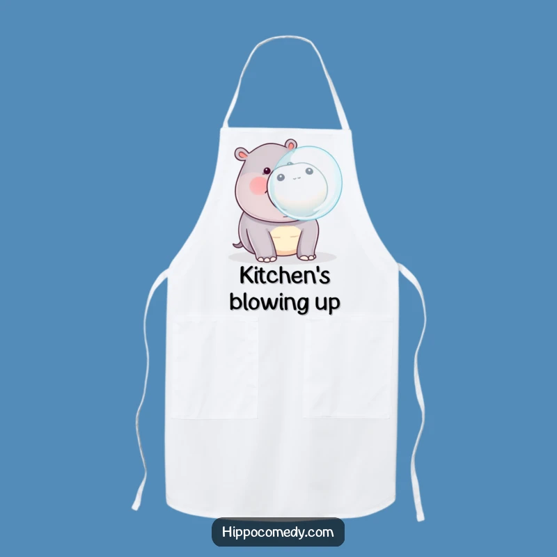Funny Kawaii Hippo Bubble Apron - Cute Animal Blow Kitchen Gift