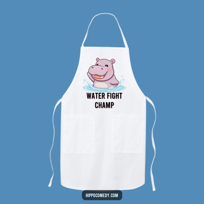 Funny Kawaii Hippo Splashing Apron - Cute Animal Water Kitchen Gift
