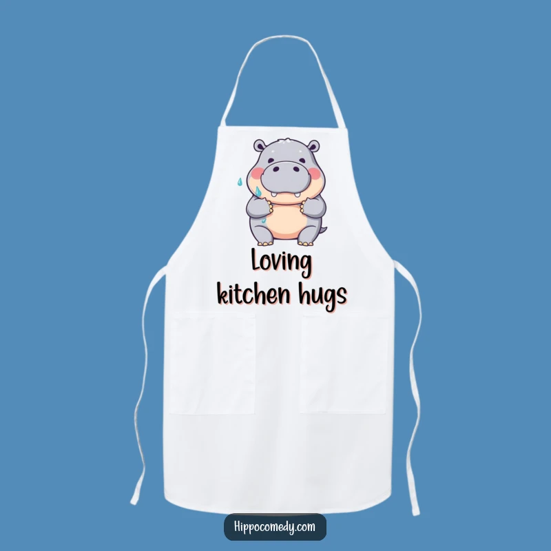 Funny Hippo Hug Apron: Wet Embrace, Humorous Kitchen Wear