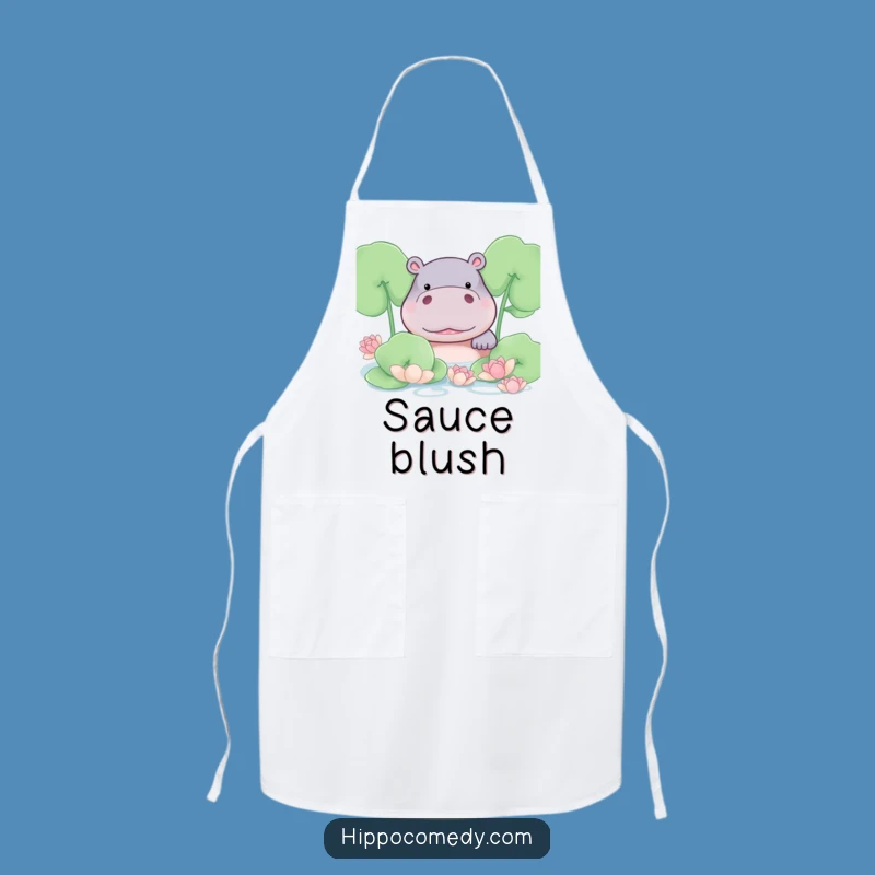 Funny Shy Hippo Apron: Bashful Kitchen Wear for Humorous Cooks