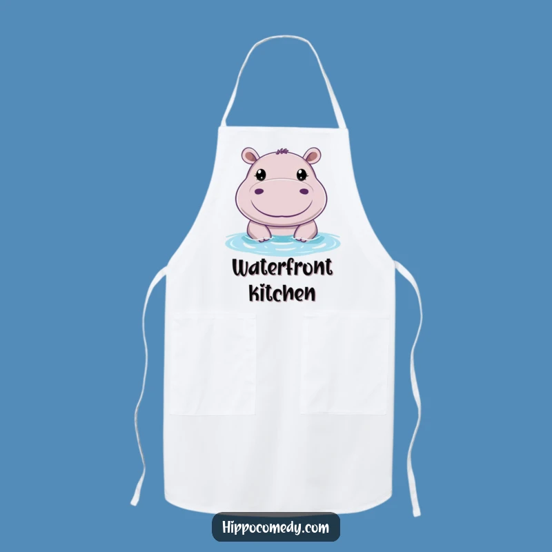 Funny Cheerful Hippo Apron: Kitchen Fun with Peeking Humor