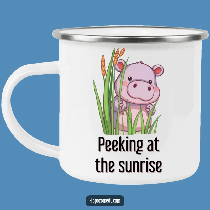 Adventurous Funny Little Hippo Peek Camping Mug: Surprise Outdoors, Fun Funny Gift