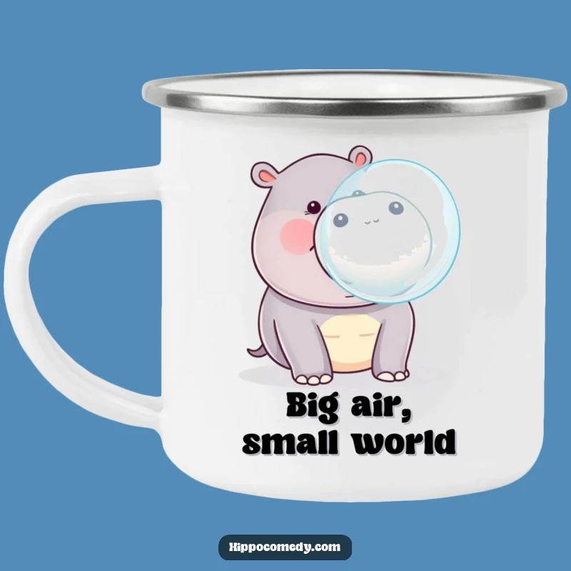 Funny Kawaii Hippo Bubble Camping Mug - Adventure Animal Blow Gift