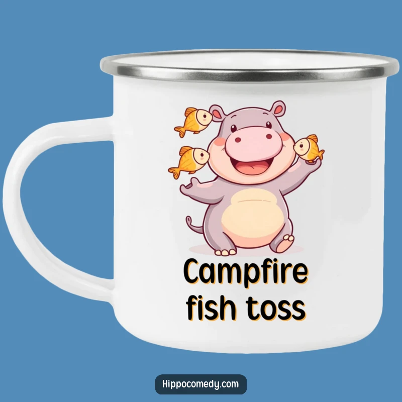 Funny Hippo Camping Mug: Trail Juggler, Rugged Funny Gift
