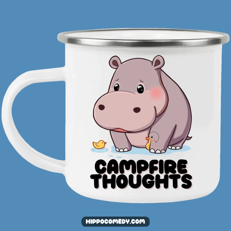 Funny Curious Hippo Camping Mug: Observant Humor for Outdoor Adventures