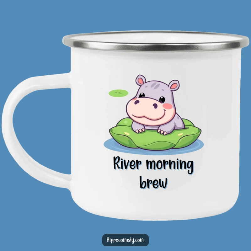 Funny Hippo Lily Pad Camping Mug - Durable & Cute Outdoor Drinkware