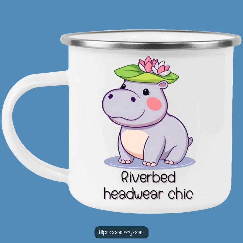 Funny Kawaii Hippo Camping Mug: Durable Lily Pad Hippo Mug, Outdoor Gift