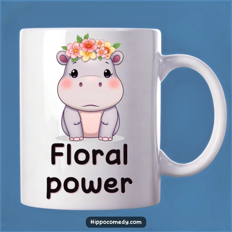 Funny Hippo Flower Crown Mug: Delicate Humor Gift for Animal Lovers