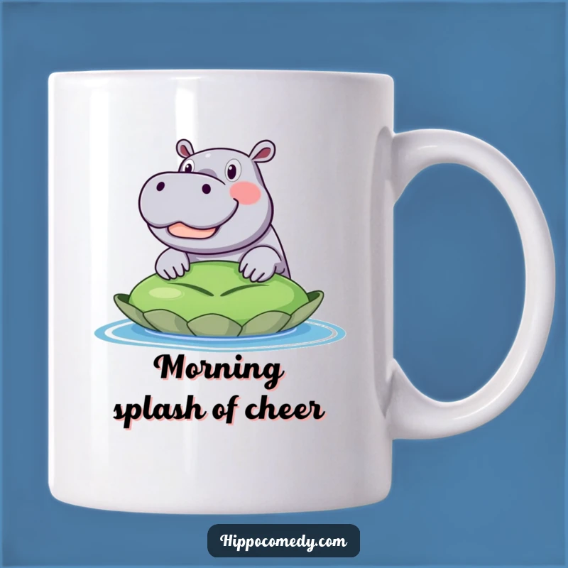 Funny Excited Hippo Mug: Lily Pad Peek, Perfect Funny Gift