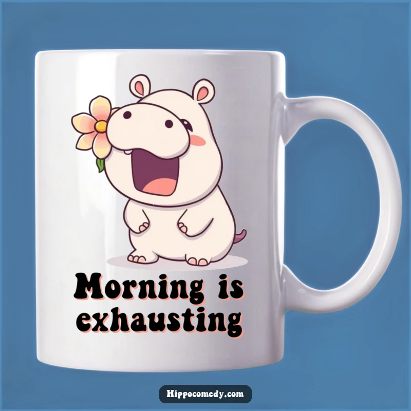 Funny Hippo Mug: Sleepy Flower Friend, Perfect Funny Gift