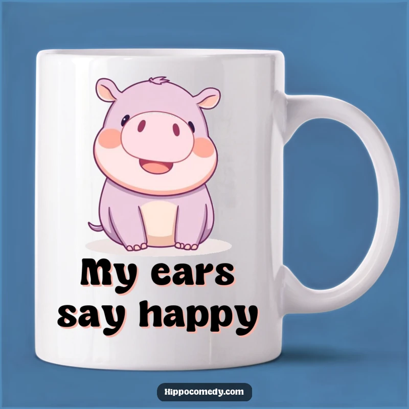 Funny Kawaii Hippo Wiggling Ears Mug - Playful Animal Delight Gift