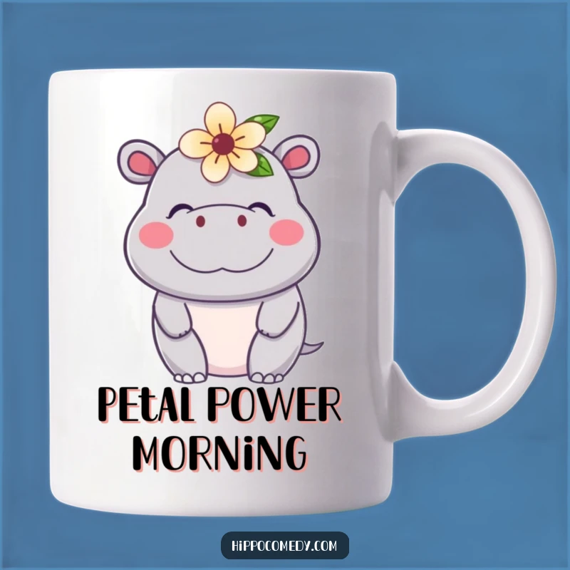 Funny Kawaii Hippo Mug: Contented Flower Hippo, Perfect Gift for Hippo Lovers