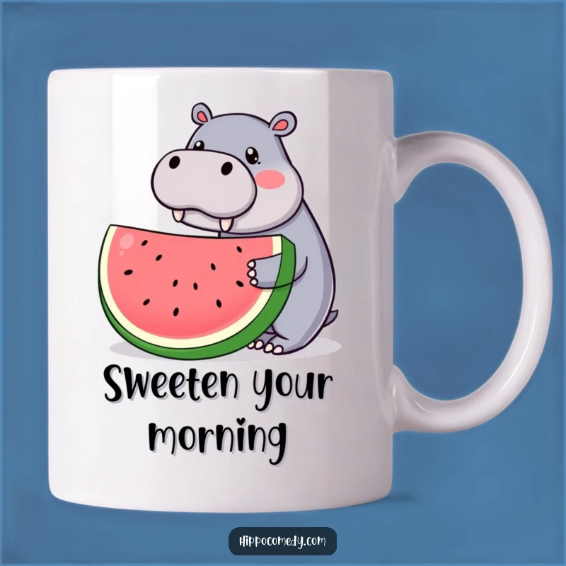 Funny Kawaii Hippo Mug: Giant Watermelon Slice, Cute & Humorous Gift