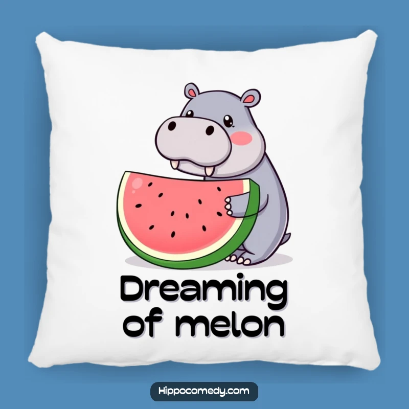 Funny Kawaii Hippo Pillow: Watermelon Slice, Cute Humorous Decor