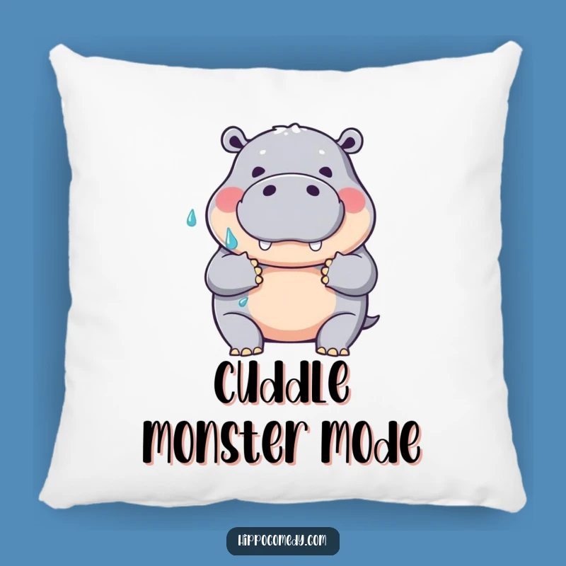 Funny Hippo Hug Pillow: Wet Embrace Comfort, Humorous Decor