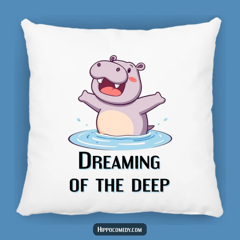 Funny Hippo Pillow: Excited Water Jump Comfort, Humorous Accent Decor