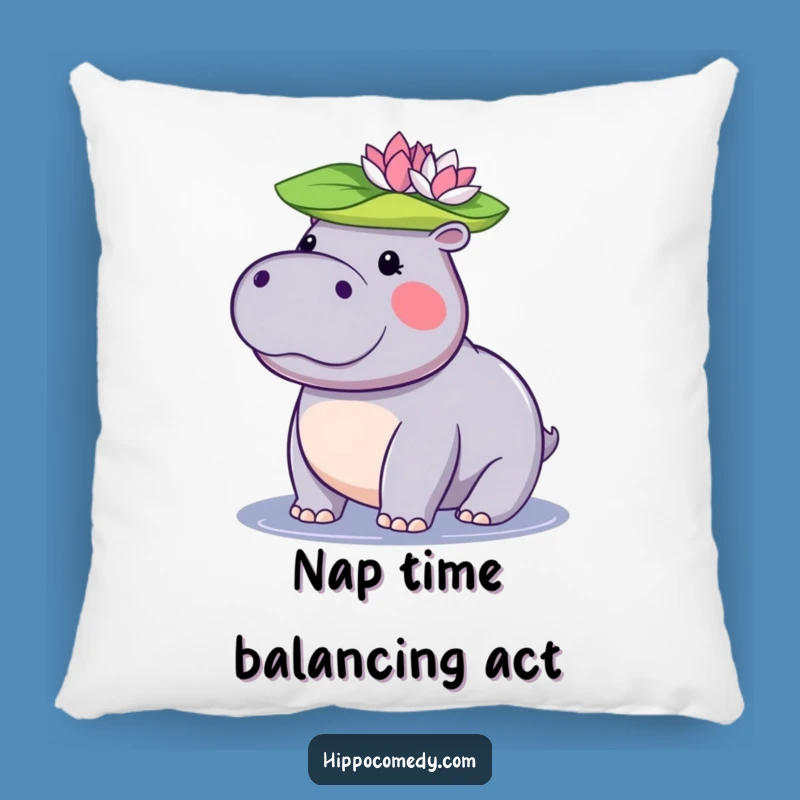 Funny Kawaii Hippo Pillow: Cute Lily Pad Hippo Cushion, Cozy Home Decor Gift