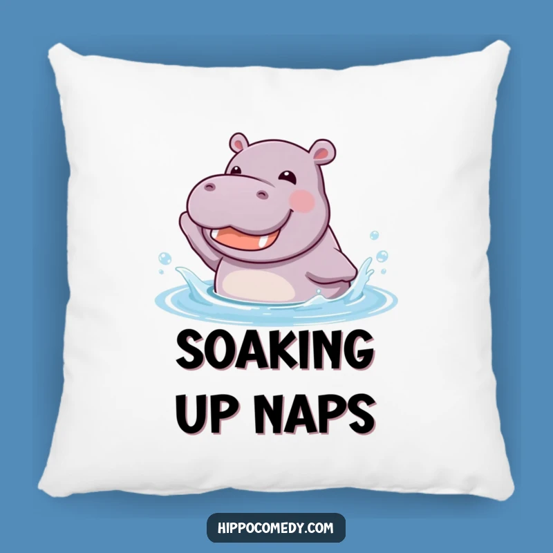 Funny Kawaii Hippo Splashing Pillow - Cozy Happy Animal Accent Gift