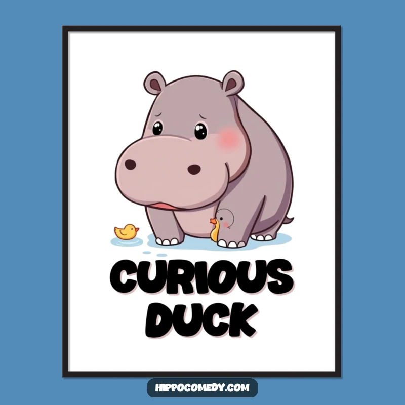 Funny Curious Hippo Digital Art: Observant Decor for Instant Humorous Charm