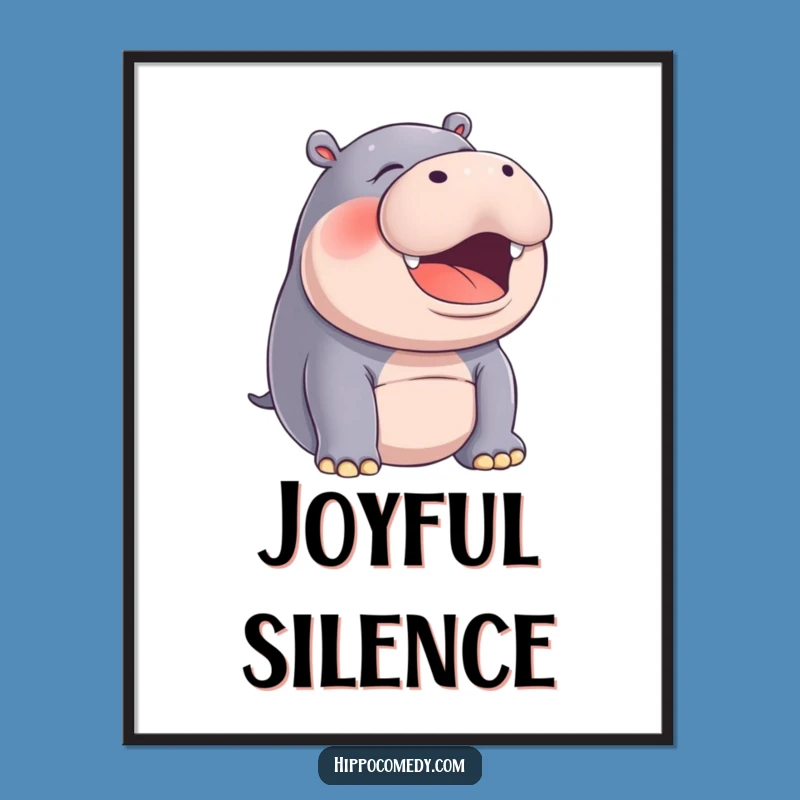 Funny Hippo Laughing Digital Art: Instant Joyful Decor for Humorous Spaces