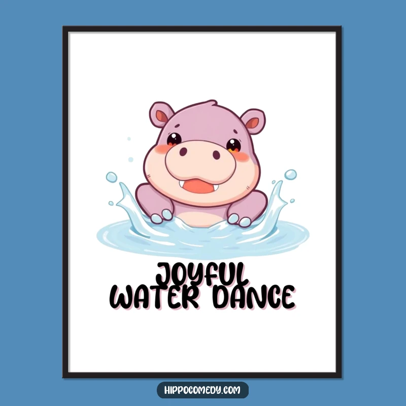 Funny Hippo Pool Digital Art: Joyful Splash - Instant Funny Gift