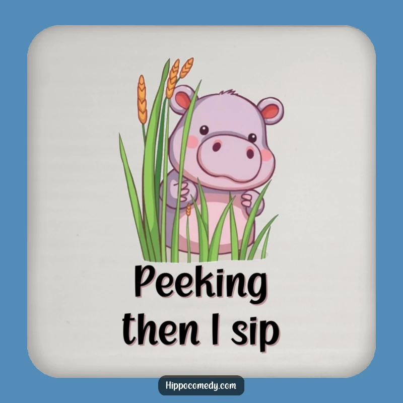 Charming Funny Little Hippo Peek Coasters: Protect Surfaces, Delightful Funny Gift