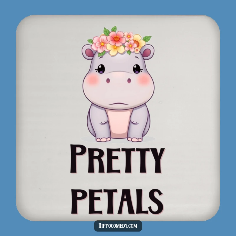 Funny Hippo Flower Crown Coasters: Delicate Protection with Humorous Flair