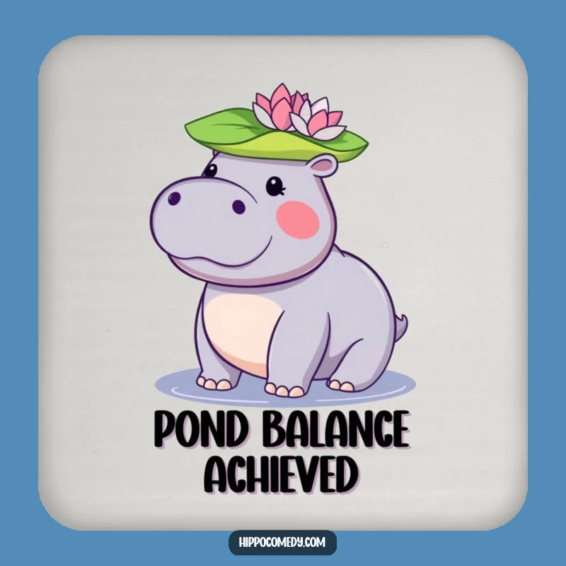 Funny Kawaii Hippo Coaster: Cute Lily Pad Hippo Drink Coaster, Home Bar Gift