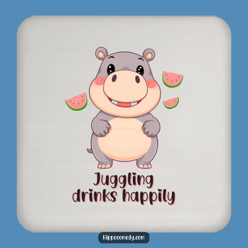 Funny Hippo Juggling Coaster: Giggling Hippo Protects Surface, Unique Gift