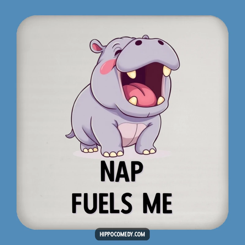 Funny Yawning Hippo Coaster Set: Kawaii Hippo Drink Protection - Fun Gift