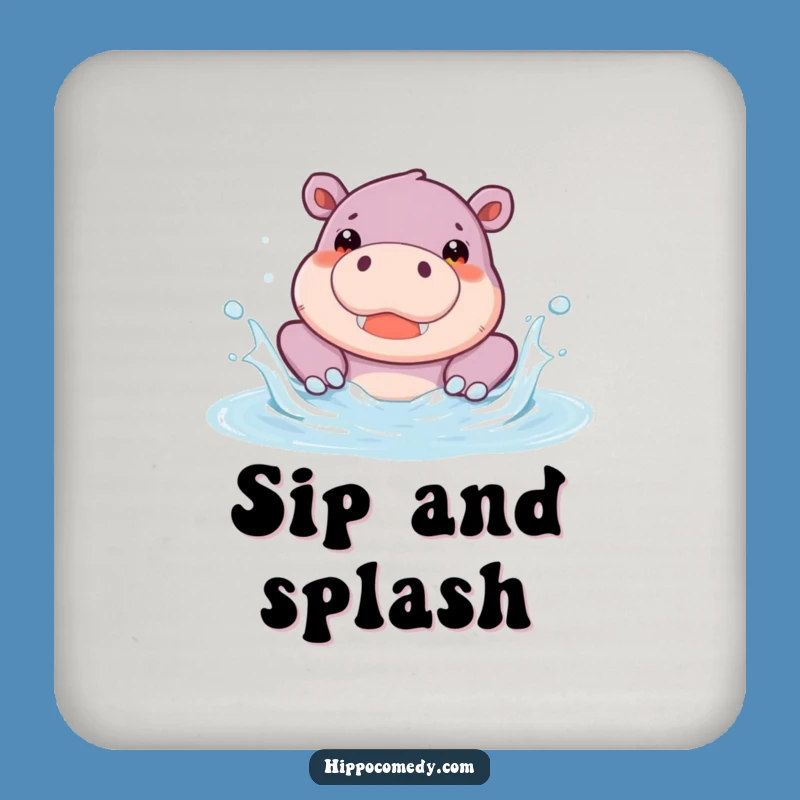 Funny Hippo Pool Drink Coaster: Splash Protection - Cute Funny Gift