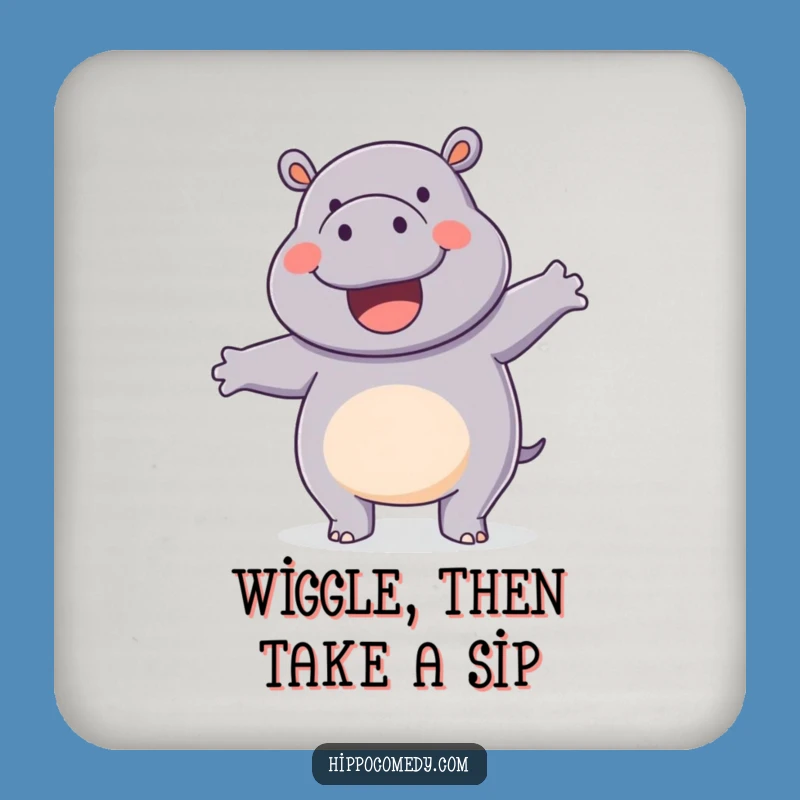 Festive Funny Hippo Wiggle Dance Coasters: Protect Surfaces, Delightful Funny Gift