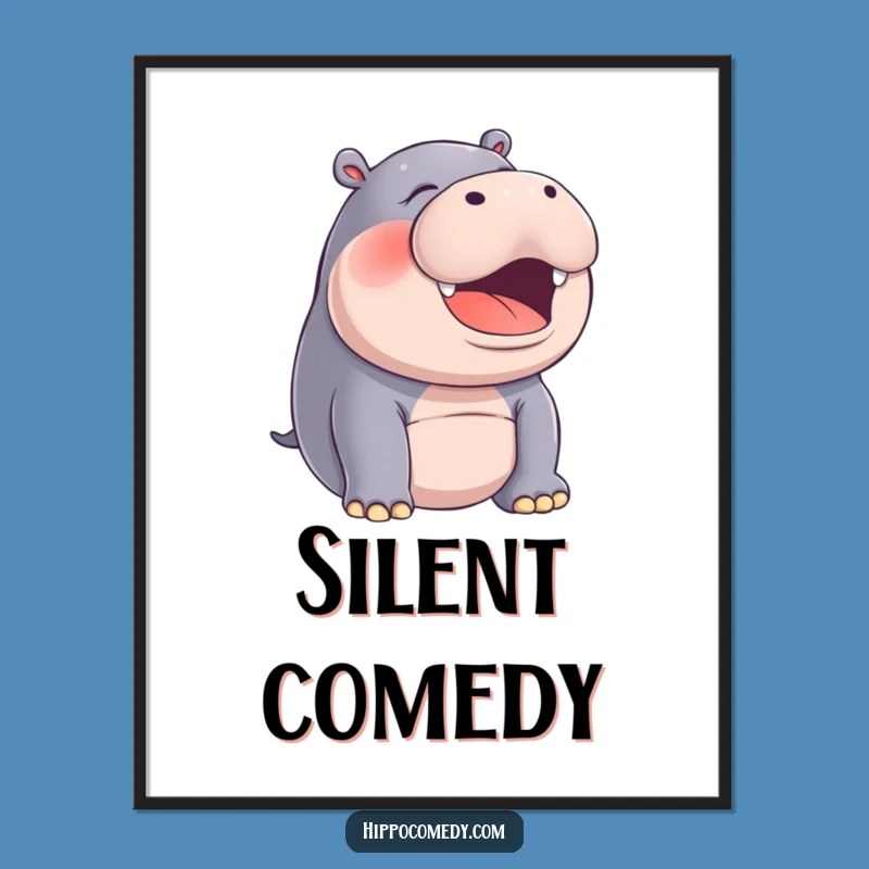 Funny Hippo Laughing Poster: Hilarious Wall Art for Joyful Spaces