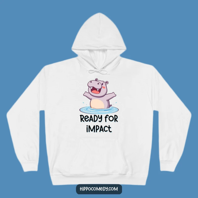 Cozy Funny Hippo Hoodie: Excited Splash Ready, Warm & Humorous Gift