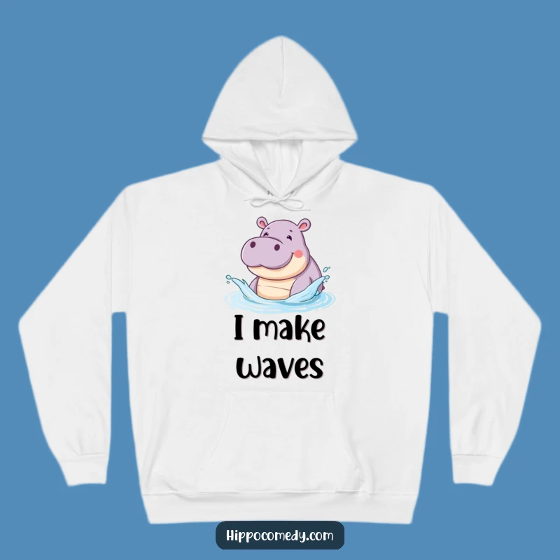 Cozy Funny Hippo Splash Hoodie: Warm & Playful Hippo Gift for Cold Days