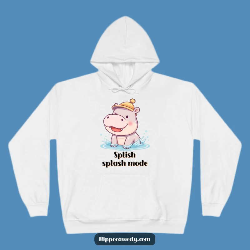 Funny Hippo Cub Hoodie: Cozy Splashing Baby Hippo in Hat Comfort