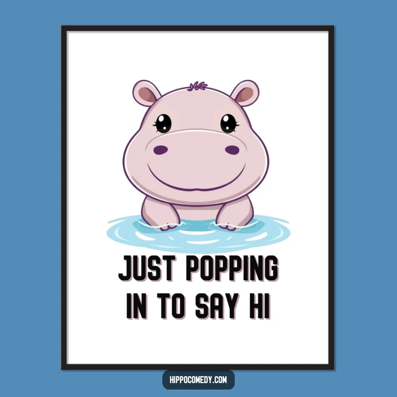 Funny Free Printable Hippo Wall Art - Peeking Joy, Downloadable Decor