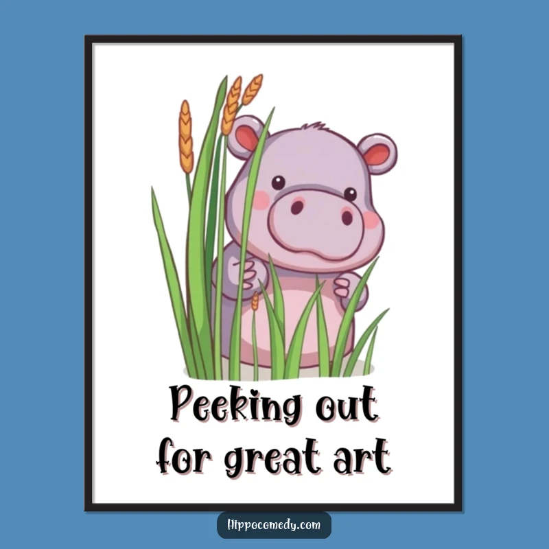 Free Printable Wall Art: Shy Hippo Peeking for a Whimsical, Funny Nursery Decor Accent