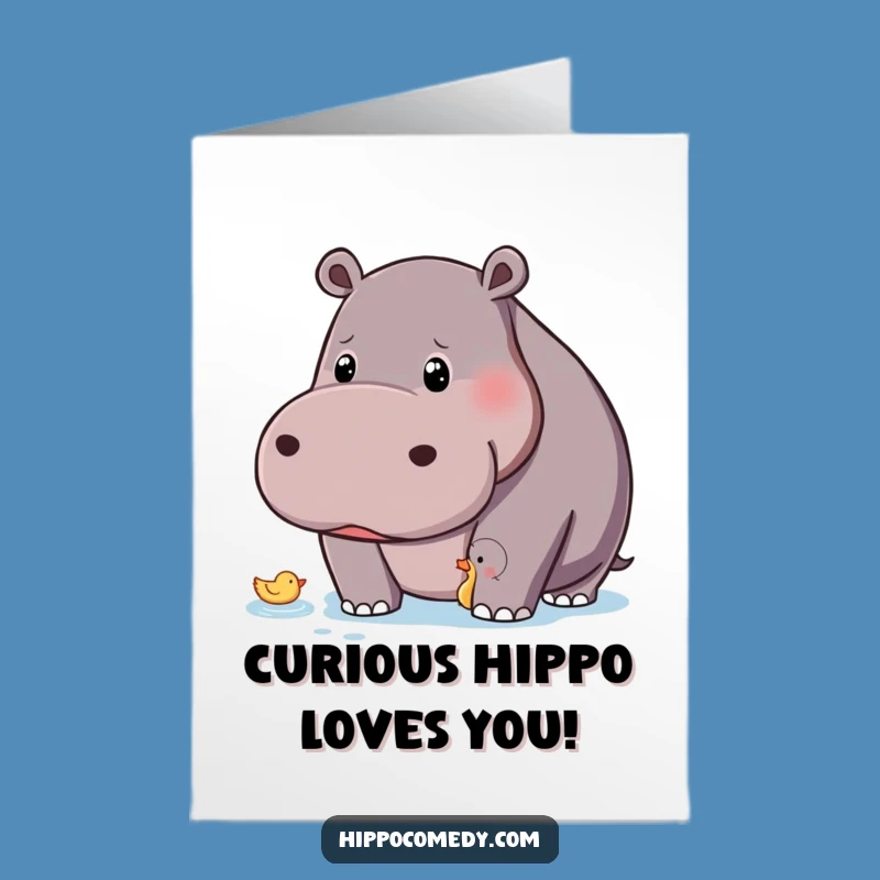 Free Printable Hippo Birthday Card: Curious Duck Observer Downloadable Gift