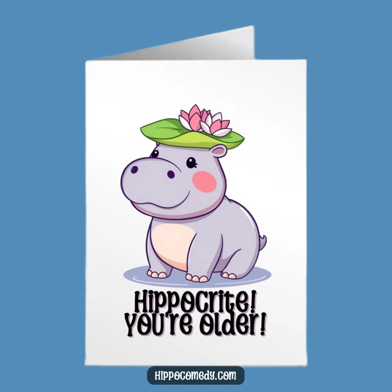 Free Printable Birthday Card: Funny Hippo Lily Pad Balance, Perfect DIY Gift