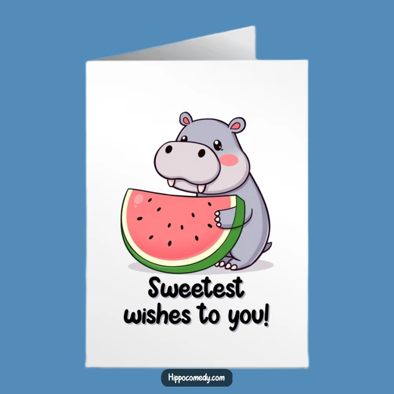 Free Printable Birthday Card: Kawaii Hippo Shares Sweetness!