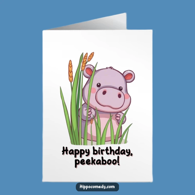Free Printable Birthday Card: Shy Hippo Peeking for a Sweet, Funny Birthday Surprise