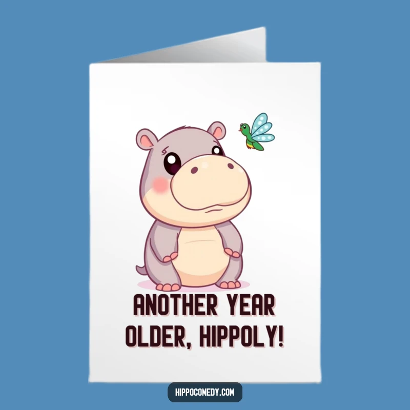 Free Printable Birthday Card: Whimsical Hippo Wide-Eyed Wonder - Funny Downloadable Gift